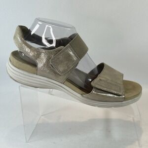 Aravon Beaumont Sandals Women's Size 9 Gold Metallic Sling Back Comfort Shoes